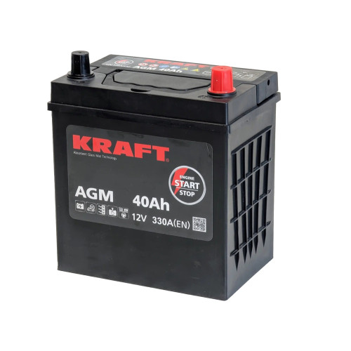 Аккумулятор KRAFT AGM Asia 40 JR (40 А·ч / 330 А) для легковых автомобилей