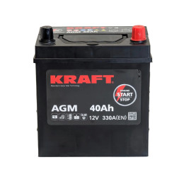 Аккумулятор KRAFT AGM Asia 40 JR (40 А·ч / 330 А) для легковых автомобилей