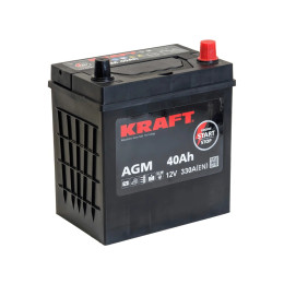 Аккумулятор KRAFT AGM Asia 40 JR (40 А·ч / 330 А) для легковых автомобилей