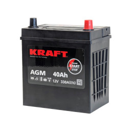 Аккумулятор KRAFT AGM Asia 40 JR (40 А·ч / 330 А) для легковых автомобилей