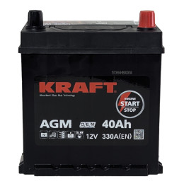 Аккумулятор KRAFT AGM Asia 40 JR (40 А·ч / 330 А) для легковых автомобилей