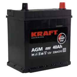 Аккумулятор KRAFT AGM Asia 40 JR (40 А·ч / 330 А) для легковых автомобилей