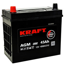 Аккумулятор KRAFT AGM Asia 45 JL (45 А·ч / 450 А) для легковых автомобилей