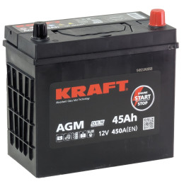 Аккумулятор KRAFT AGM Asia 45 JR (45 А·ч / 450 А) для легковых автомобилей