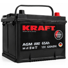 Аккумулятор KRAFT AGM Asia 65 JR (65 А·ч / 620 А) для легковых автомобилей