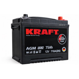 Аккумулятор KRAFT AGM Asia 75 JR (75 А·ч / 710 А) для легковых автомобилей