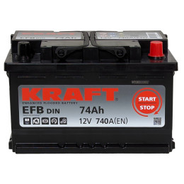 Аккумулятор KRAFT EFB 74 R низк. (75 А·ч / 730 А) для легковых автомобилей