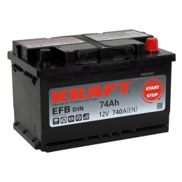 Аккумулятор KRAFT EFB 74 R низк. (75 А·ч / 730 А) для легковых автомобилей