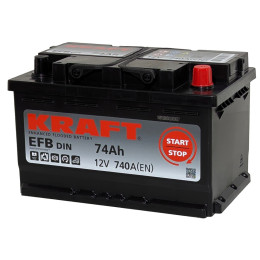 Аккумулятор KRAFT EFB 74 R низк. (75 А·ч / 730 А) для легковых автомобилей