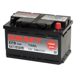 Аккумулятор KRAFT EFB 74 R низк. (75 А·ч / 730 А) для легковых автомобилей
