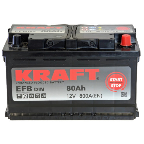 Аккумулятор KRAFT EFB 80 R (80 А·ч / 800 А) для легковых автомобилей