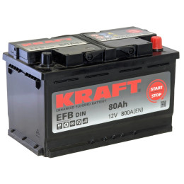 Аккумулятор KRAFT EFB 80 R (80 А·ч / 800 А) для легковых автомобилей