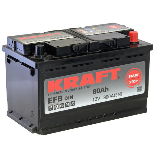 Аккумулятор KRAFT EFB 80 R (80 А·ч / 800 А) для легковых автомобилей