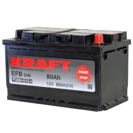 Аккумулятор KRAFT EFB 80 R (80 А·ч / 800 А) для легковых автомобилей