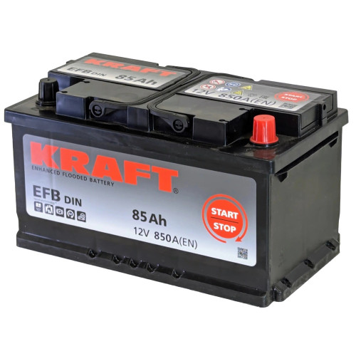 Аккумулятор KRAFT EFB 85 R низк. (85 А·ч / 850 А) для легковых автомобилей