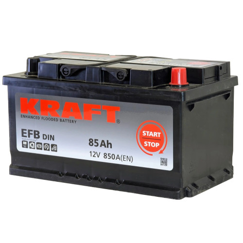Аккумулятор KRAFT EFB 85 R низк. (85 А·ч / 850 А) для легковых автомобилей