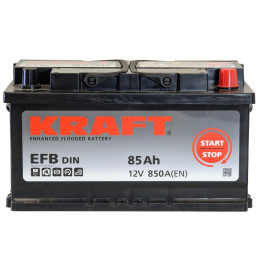 Аккумулятор KRAFT EFB 85 R низк. (85 А·ч / 850 А) для легковых автомобилей