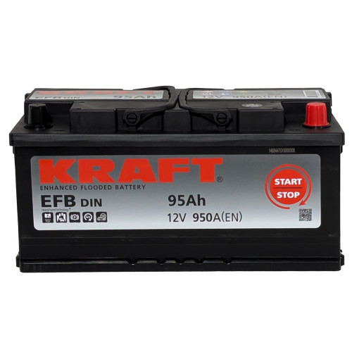 Аккумулятор KRAFT EFB 95 R низк. (95 А·ч / 950 А) для легковых автомобилей