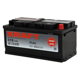 Аккумулятор KRAFT EFB 95 R низк. (95 А·ч / 950 А) для легковых автомобилей