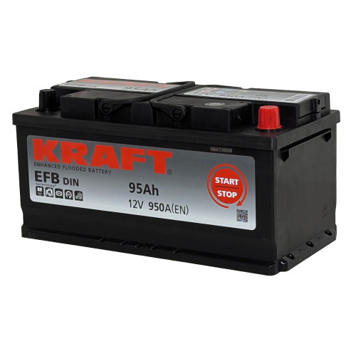 Аккумулятор KRAFT EFB 95 R низк. (95 А·ч / 950 А) для легковых автомобилей
