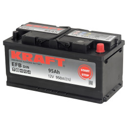 Аккумулятор KRAFT EFB 95 R низк. (95 А·ч / 950 А) для легковых автомобилей