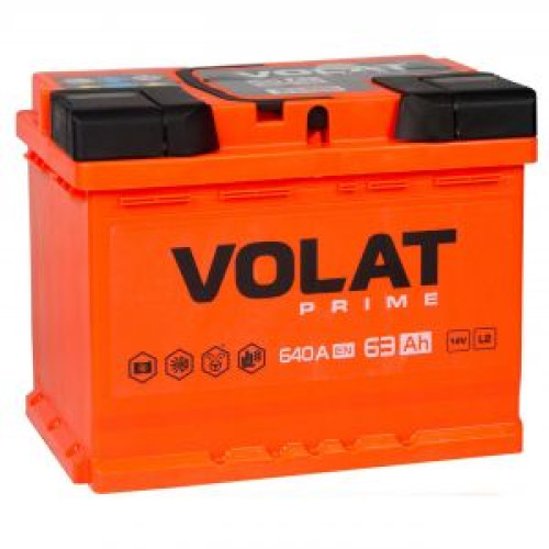 Аккумулятор VOLAT Prime 63Ah (63 А·ч / 640 А) для легковых автомобилей