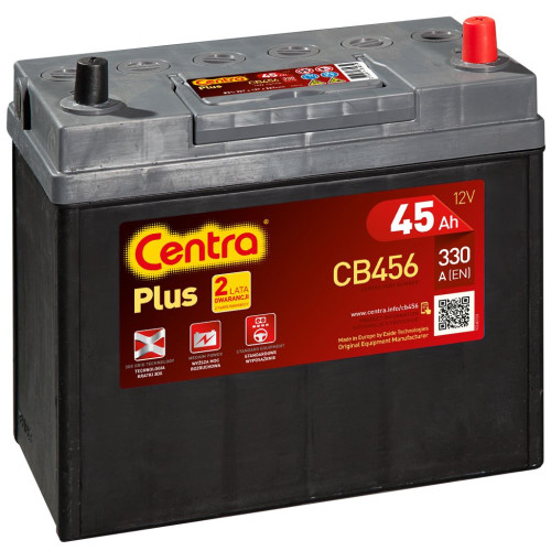 Аккумулятор Centra Plus CB456 (45Ah) Asia е тонкие клеммы (45 А·ч / 330 А) для легковых автомобилей