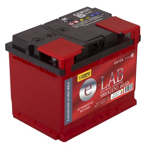 Аккумулятор E-Lab 6CT-60 (60 А·ч / 580 А) для легковых автомобилей