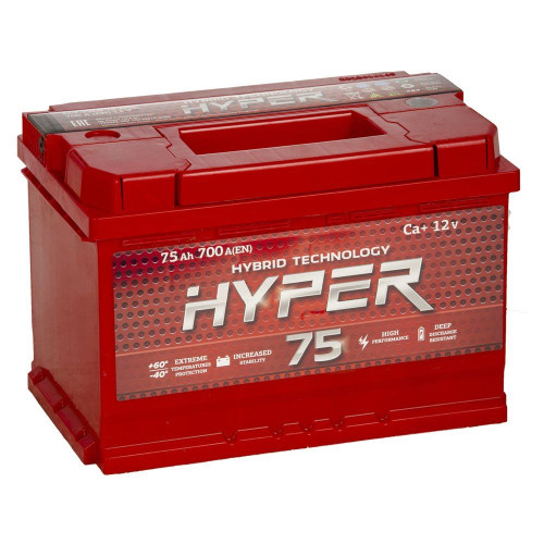 Аккумулятор Hyper 75Ah R (75 А·ч / 700 А) для легковых автомобилей