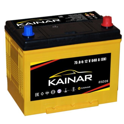 Аккумулятор Kainar Asia 75 JR+ с бортом 640A (75 А·ч / 640 А) для легковых автомобилей