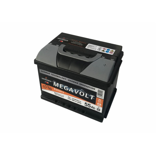 Аккумулятор Megavolt 55Ah LB (55 А·ч / 500 А) для легковых автомобилей