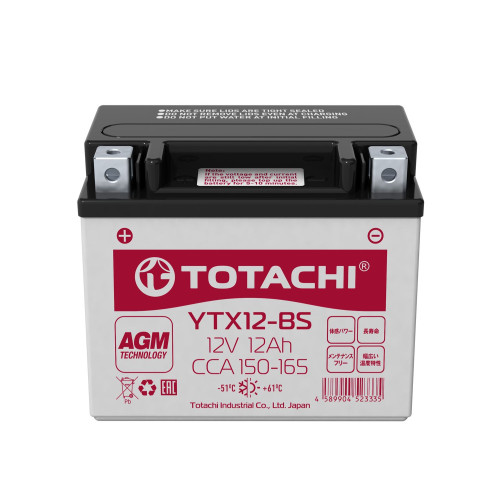 Аккумулятор для мототехники Totachi Moto YTX12-BS R AGM