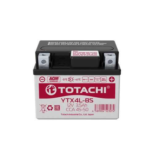 Аккумулятор для мототехники Totachi Moto YTX4L-BS L AGM