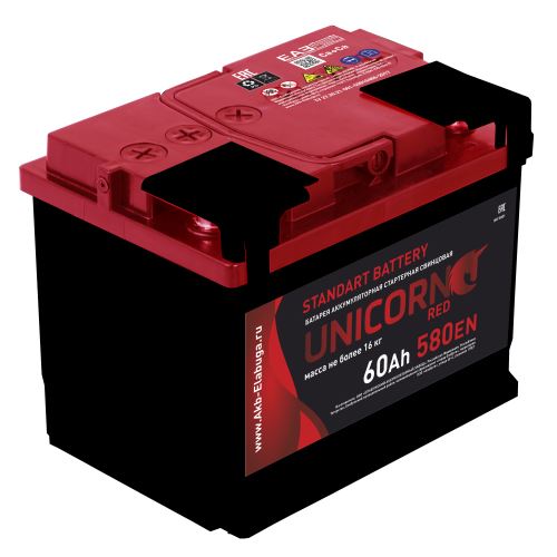 Аккумулятор Unicorn Red 60R (60 А·ч / 580 А) для легковых автомобилей