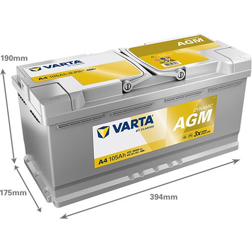 Аккумулятор VARTA Dynamic AGM A4 (105 А·ч / 950 А) для легковых автомобилей