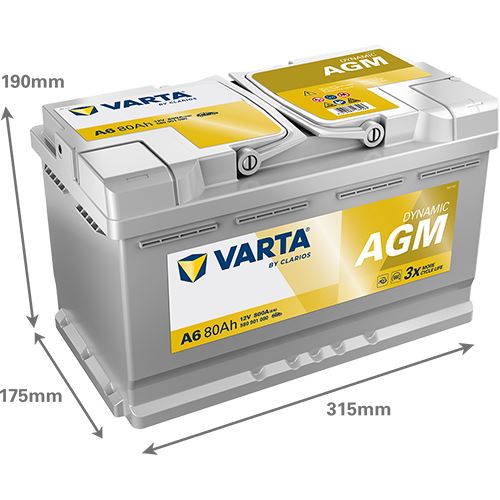Аккумулятор VARTA Dynamic AGM A6 (80 А·ч / 800 А) для легковых автомобилей