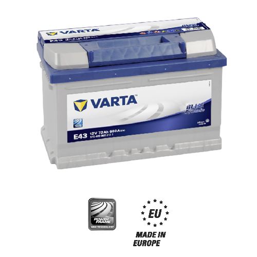Аккумулятор VARTA Blue Dynamic E43 (72 А·ч / 680 А) для легковых автомобилей