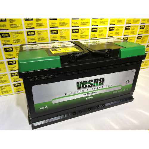 Аккумулятор Vesna Premium AGM Stop & go 95Ah (95 А·ч / 850 А) для легковых автомобилей